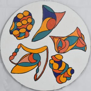 LE NAUTILE AMOUREUX ACRYLIQUE SUR TOILE MAROUFLEE RONDE DIAM 60