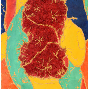 MEMBRANES VIVES HUILE SUR RAPHIA TRICOTE MAROUFLE SUR TOILE 60/122