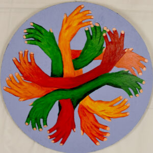 OUVRIR L'ESPACE HUILE SUR TOILE RONDE DIAM : 60