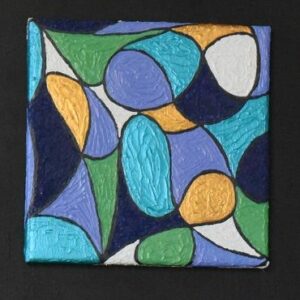 PETITE TRILOGIE DE CAMAIEUX ACRYLIQUE ET RESINE SUR TOILE MONTEE SUR PANNEAU BOIS 80/30