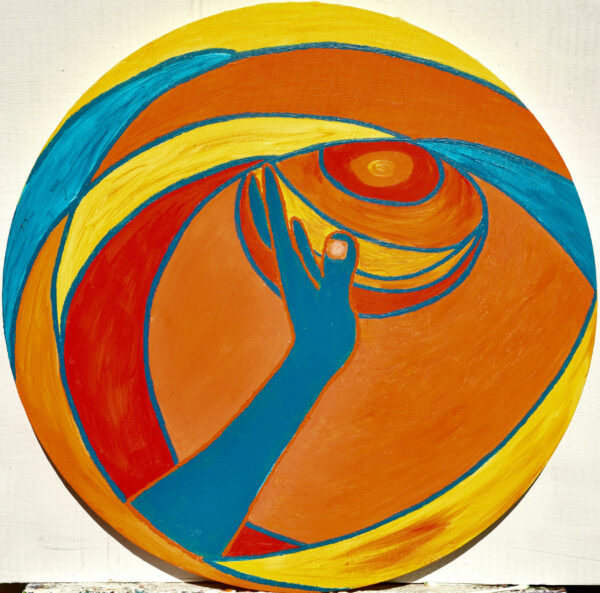 PORTER L'ESPOIR ACRYLIQUE SUR TOILE RONDE DIAM : 50